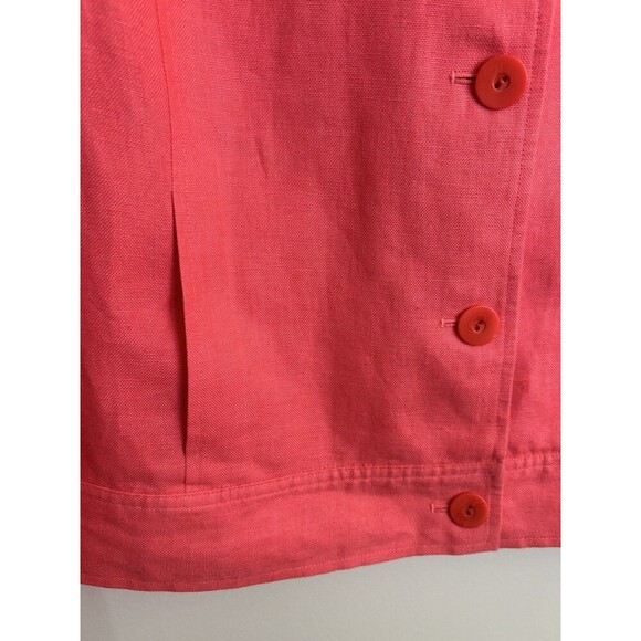 TALBOTS Irish Linen Blazer Women 18 Pink Jacket Lined Crop Button Pocket Office - Picture 10 of 13